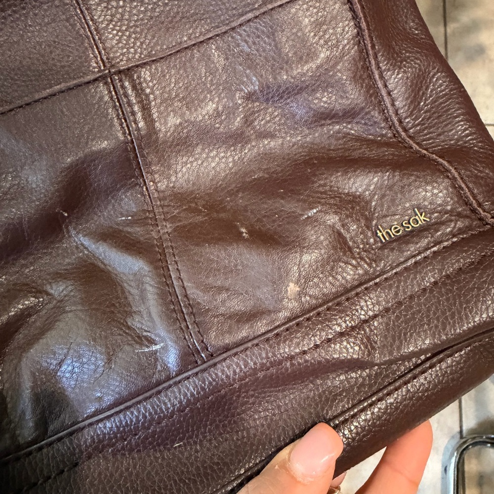 The Sak Brown Leather Crossbody Bag Boho Strap Adjustable Shoulder Purse - Picture 3 of 6
